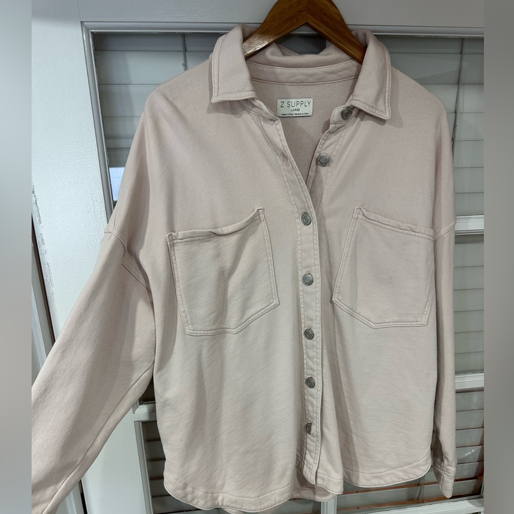 Z Supply All Dat Knit Denim Jacket in Blush Pink - Picture 3 of 3